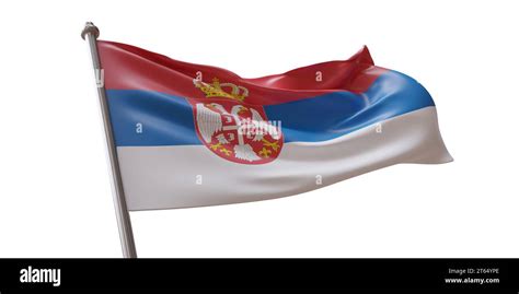 Serbia Flag Waving Isolated On White Transparent Background Stock Photo