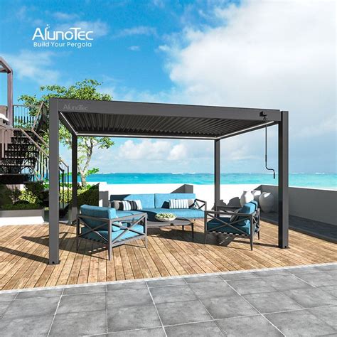 AlunoTec Canopy Water Resistant Bioclimatic Sunshade Motorized Louver