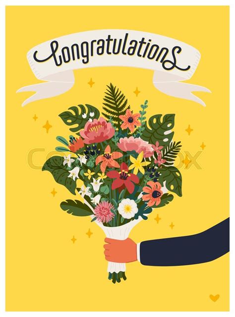 Congratulations Card Arm Holding Stock Vector Colourbox