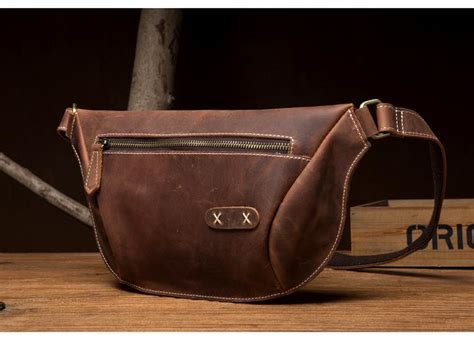 Cooll Mens Brown Leather Fanny Pack Mens Waist Bags Hip Pack Belt Bags