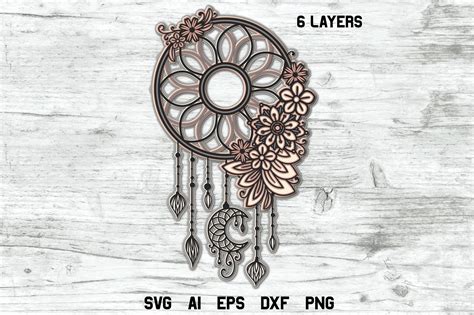 3d Layered Dream Catcher Multi Layer Boho SVG Cut File 571980 Cut