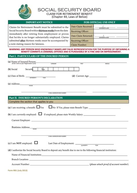 Social Security Retirement Benefits Application Printable Form ...