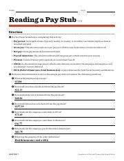 Reading A Paycheck Stub Worksheet Worksheets Library