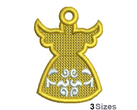 FSL Angel Machine Embroidery Design 3 Sizes Freestanding Lace Earring