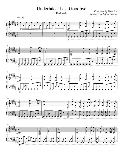 Undertale Last Goodbye Piano Sheet Music For Piano Download Free