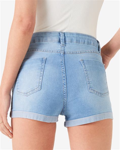 Riachuelo Short Jeans Feminino Hot Pant Cintura Alta Denim Claro Pool