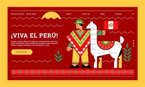 Free Vector Flat Fiestas Patrias Peru Landing Page Template