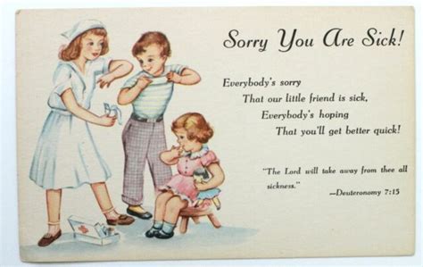 Get Well Postcard Sorry You Are Sick Kids And Nurse Sunshine Line