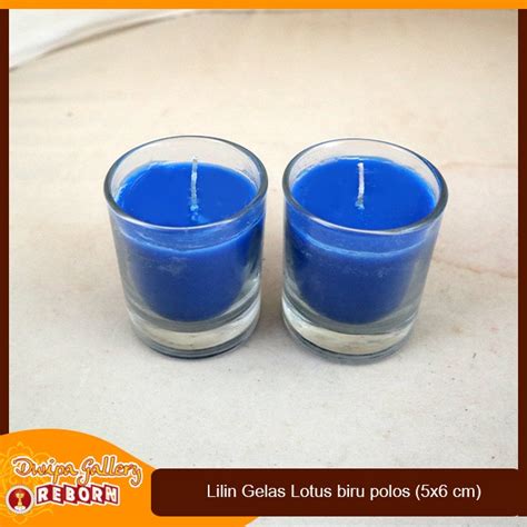 Jual Lilin Stearin Candle Warna Biru Gelas Cafe Resto Hotel Spa