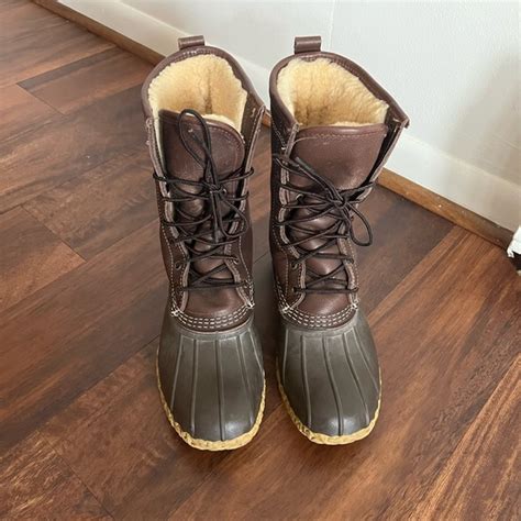 L L Bean Shoes Ll Bean Boot Tall Sherpa Lined Leather Rubber Duck Bean Boots Womens 9