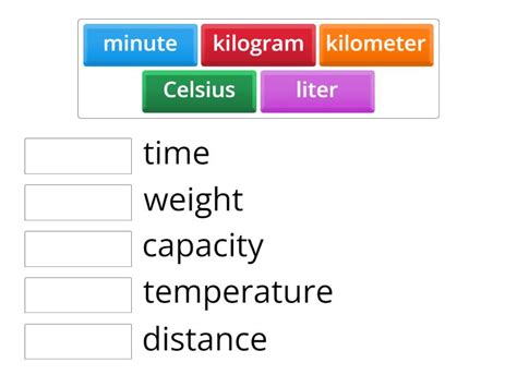 Match The Unit Of Measeurement With Their Correct Units Match Up