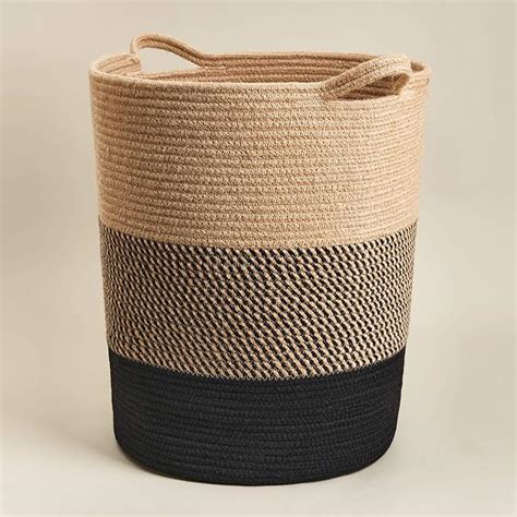 Goodpick Large Cotton Rope Basket Tall Laundry Basket Hamper For