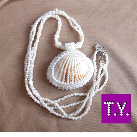 Sea Shell Beaded Neckace Necklace With Real Pearls White Etsy