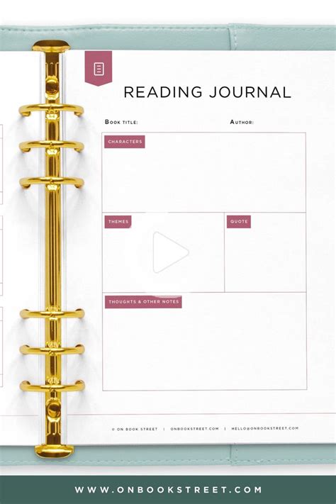 Printable Reading Journal Fillable Pdf Reading Diary Book Review