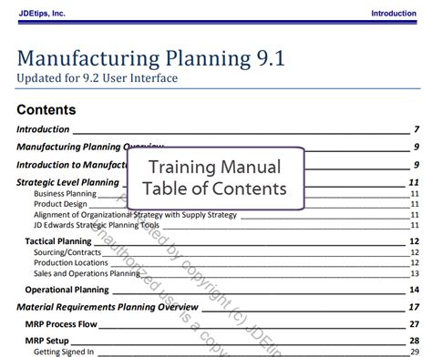 JD Edwards Manufacturing Planning Training