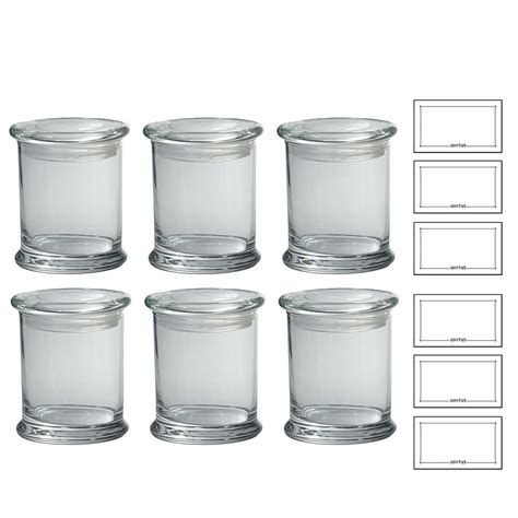 125 Oz Medium Clear Candle Glass Jar With Airtight Glass Cover Lid 6 Pack Labels Walmart