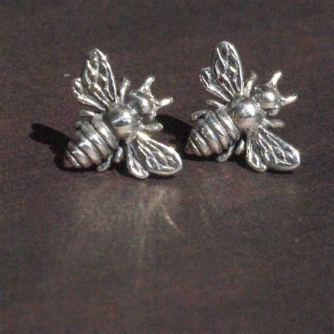 Sterling Silver Honey Bee Earrings Bumble Bee By Baymoondesign