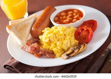 Full English Breakfast Scrambled Eggs Bacon Stock Photo 387046672