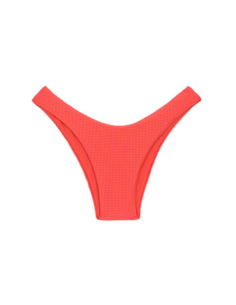 Slip Bikini Sgambato Rosa Corallo Testurizzato Goffrato Bottom Dots