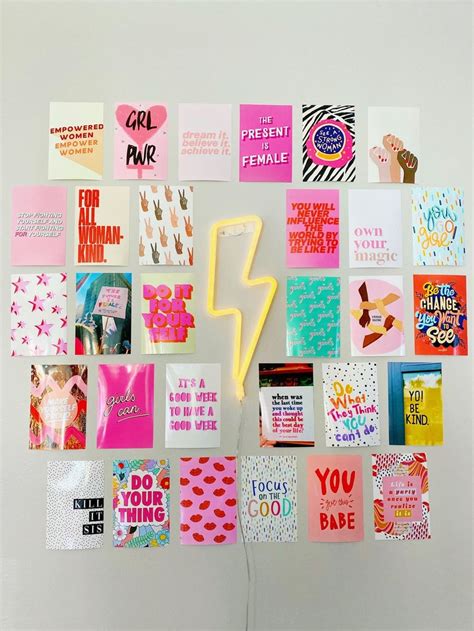 Girl Power Wall Photo Collage Etsy College Dorm Room Decor Preppy