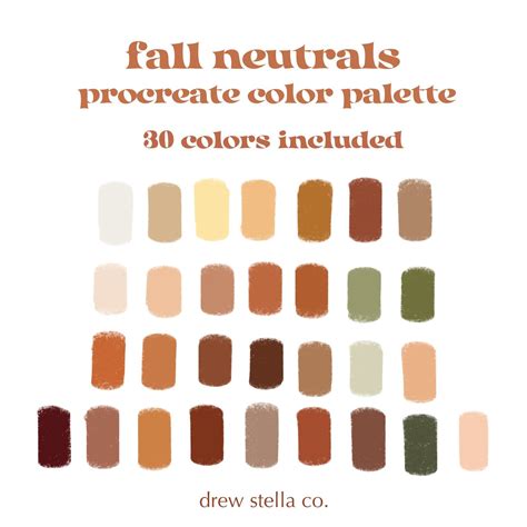 Fall Neutrals Color Palette Procreate Color Palette Etsy Earth