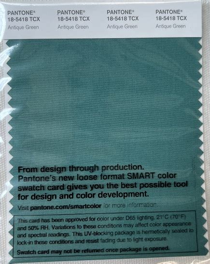 Pantone TCX Cotton Swatch Card 18 5622 TCX Frosty Spruce