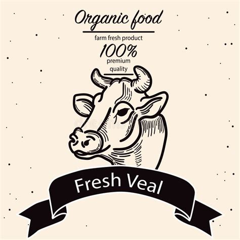Cows Head Hand Drawn Sketch In A Graphic Style Stock Vector