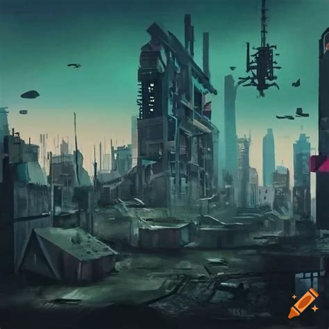 Cyberpunk Cityscape In A Dystopian Setting On Craiyon