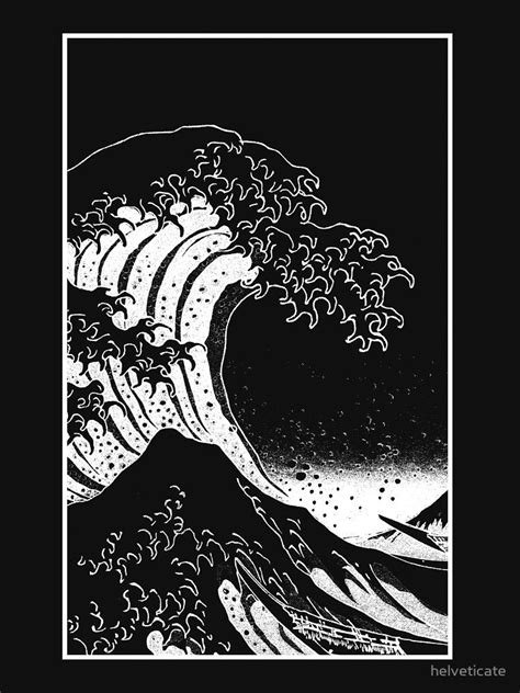 Black And White Hokusai Great Wave T Shirt By Helveticate Cute