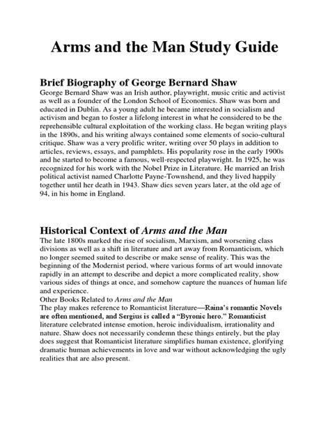 Arms and the Man Study Guide | George Bernard Shaw | Fiction ...