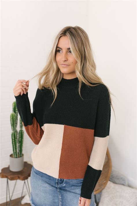 Campfire Colorblock Sweater Black Rust Natural With Images Color