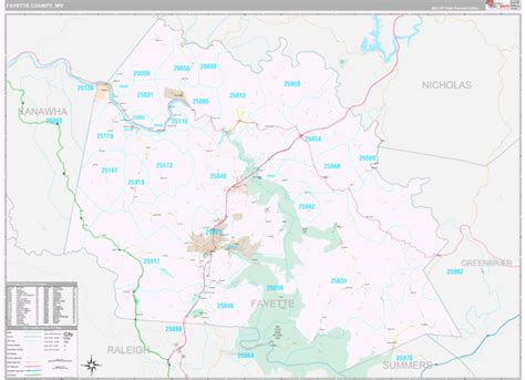 Fayette County, WV Zip Code Map - Premium