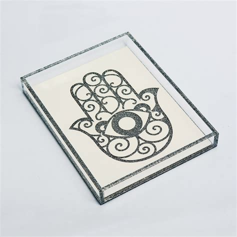 Hamsa Tray Love Lucite