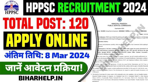 Hppsc Recruitment 2024 Notification Apply Online For 120 Various Vacancies