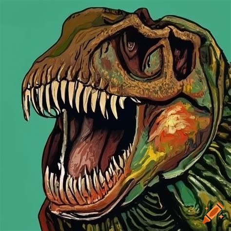 Van Gogh Style Portrait Of A Tyrannosaurus Rex