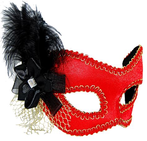 Masquerade Red with Black Feather – Petticoat Lane