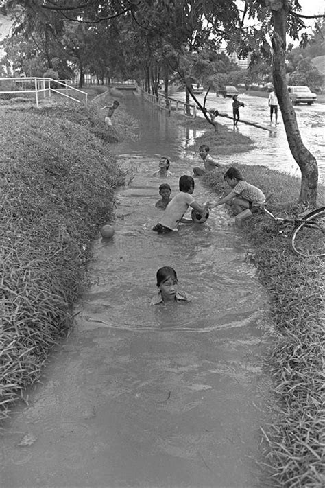 Children Playing In The Flood Waters Along Tiong Bahru Road History