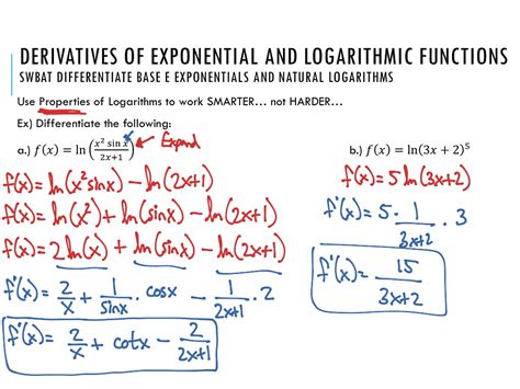 Derivatives Of Exponential And Logarithmic Functions Math Calculus