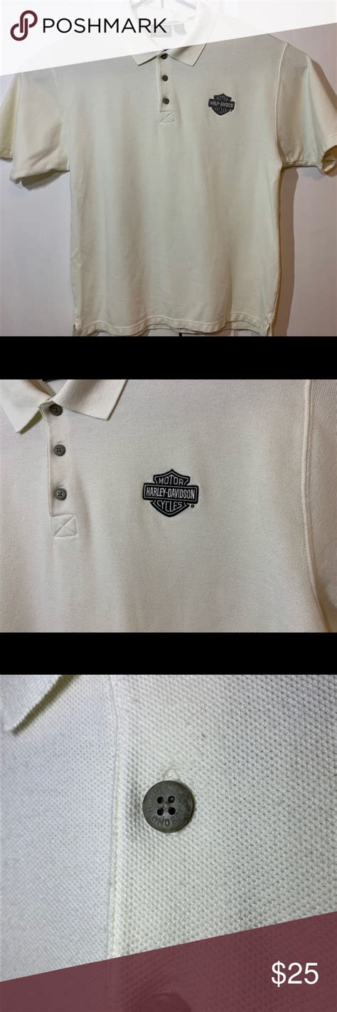 Harley Davidson Men Polo Large White Short Sleeve Harley Davidson Men