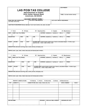 Fillable Online Laspositascollege Incident Report Form 1 Las Positas