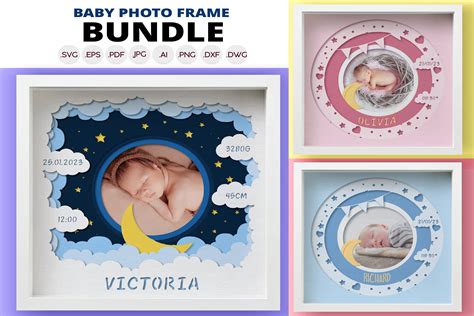 3d Baby Photo Frame Shadow Box Svg Bundl Graphic By Sevdatoyss