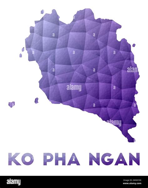 Map Of Ko Pha Ngan Low Poly Illustration Of The Island Purple