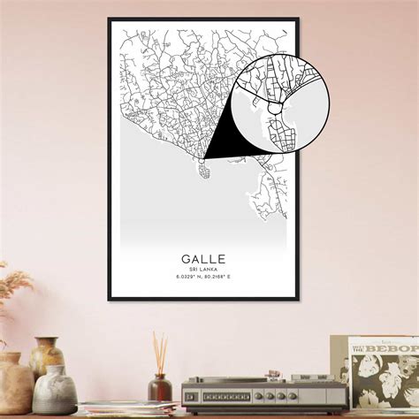 Galle Sri Lanka Map Poster, Galle City Road Wall Art Print - Custom Maps & Posters