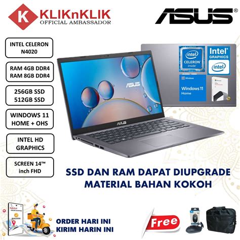 Jual LAPTOP MURAH ASUS VIVOBOOK A416MAO FHD426 INTEL N4020 8GB 512GB 14