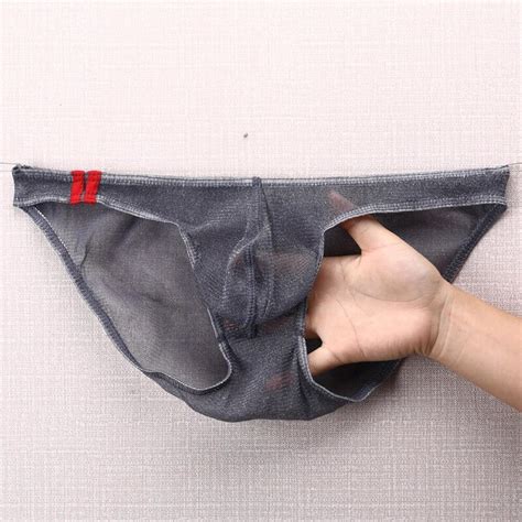 Cueca jockstrap sexy de malha mini roupa íntima transparente bolsa para pênis gay