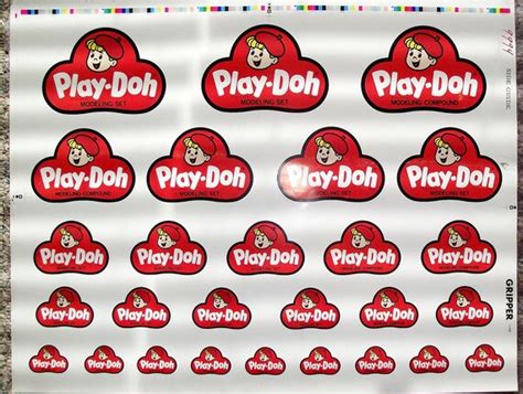 3 Large Vintage Sheets 1960s Play Doh Label Logo Stickers