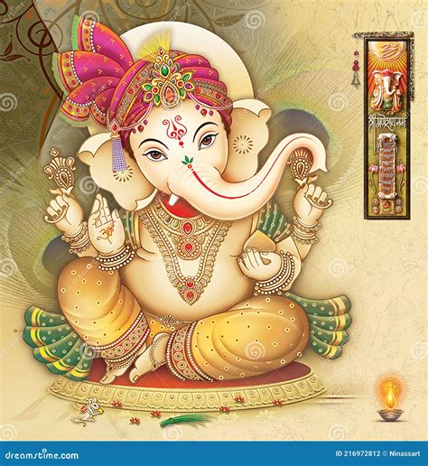 Pintura Digital De Alta Resolução Do Senhor Ganesha Ilustração Stock