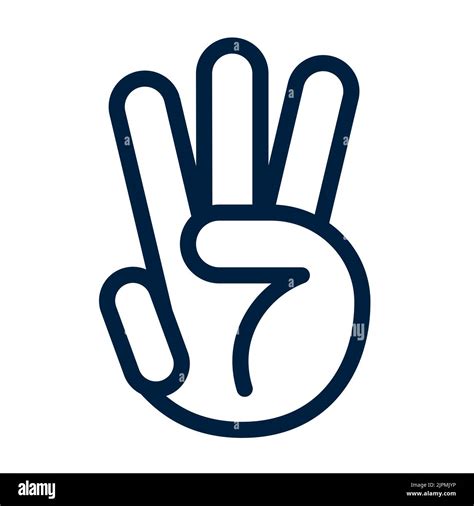 Hand Icon With Three Fingers Count Number Three Gesture Symbol Vector