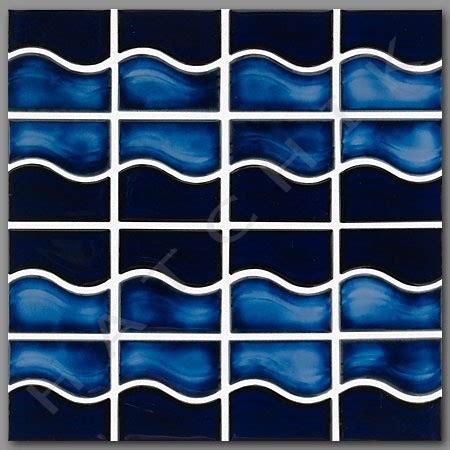 Water Side Royal Blue Glossy Glazed Porcelain Mosaic Tile For Pool