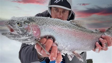 Ice Fishing For Large Trout Using Ice Fire Jigs Youtube